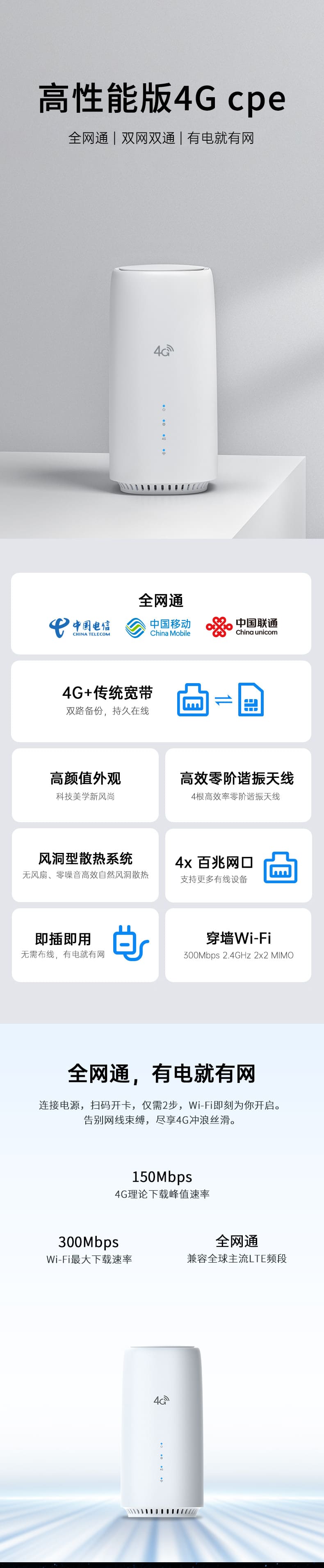 4G無線路由器隨身WiFi移動無線寬帶立式CPE內(nèi)置純流量上網(wǎng)卡智能熱點全網(wǎng)通辦公居家戶外直播網(wǎng)絡(luò)